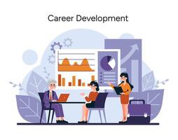 A professional team analyzes data and strategizes for career advancement vector