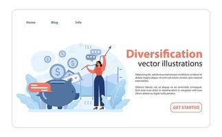 Embracing diversification in savings.. Flat vector illustration.