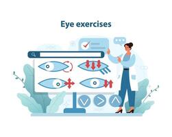 Eye Exercise Guide Illustration. A doctor recommends ocular exercises to maintain eye health. vector