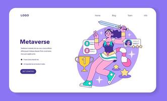 Metaverse web banner or landing page. VR futuristic technology. vector