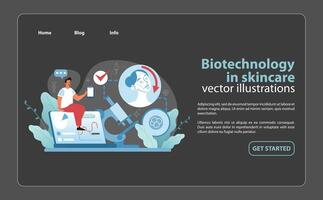 biotecnología en protección de la piel ilustración. fusionando celular investigación con belleza regímenes. vector