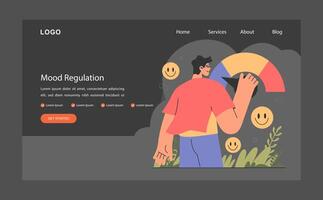 Mood regulation web banner or landing page dark or night mode vector