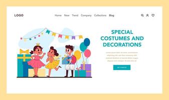 Special costumes and decorations concept. Flat vector illustration