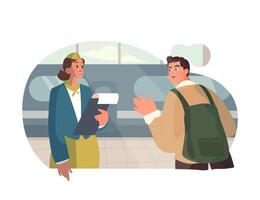 Train Conductor Consultation. vector