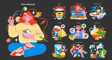 Gastronomic Exploration Set. Vector illustration.