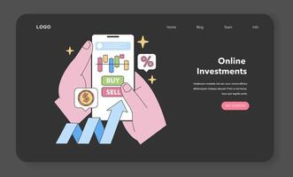 Online Investment concept. Flat vector illustration.