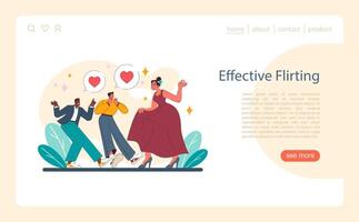 Effective flirting concept. A charming vector narrative of courtship with playful body language