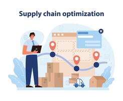 suministro cadena mejoramiento. eficiente logística administración visualizado con tiempo real seguimiento. vector