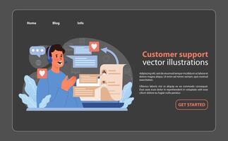 Customer Support Concept. A friendly support representative actively assists customers. vector