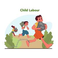 Child labor concept. Flat vector illustration