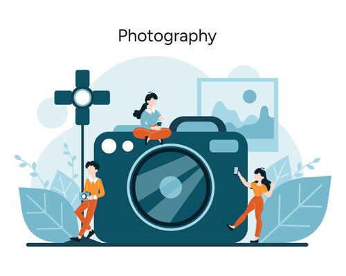 Characters with cameras capture the essence of moments, a snapshot of the photographer's passion and skill