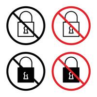 No lock sign vector