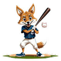 AI generated coyote playing baseball isolated png