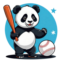 AI generated cute panda playing baseball isolated png