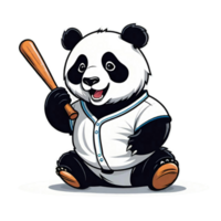 ai generado linda panda jugando béisbol aislado png