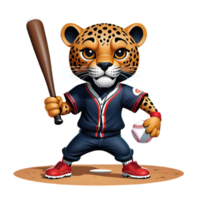 AI generated jaguar playing baseball isolated png