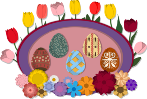 Illustration on theme celebration holiday Easter with hunt colorful bright eggs png