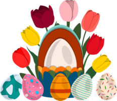 Illustration on theme celebration holiday Easter with hunt colorful bright eggs png