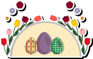 illustration sur thème fête vacances Pâques avec chasser coloré brillant œufs, bannière qui consiste de chasser différent Pâques œufs, magnifique Pâques des œufs sont principale accessoire à abstrait Contexte png