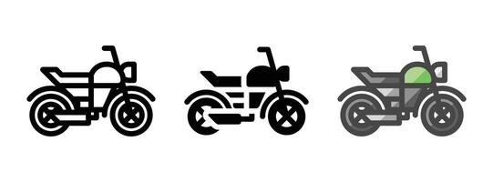 Multipurpose Motorcycle Vector Icon in Outline, Glyph, Filled Outline Style