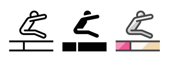 Multipurpose Long Jump Vector Icon in Outline, Glyph, Filled Outline Style