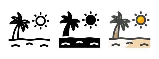 Multipurpose Beach Vector Icon in Outline, Glyph, Filled Outline Style