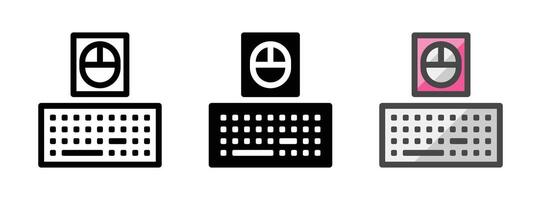 Multipurpose Keyboard and Mouse Vector Icon in Outline, Glyph, Filled Outline Style