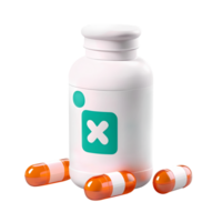 AI generated 3d rendering medical pills and plastic container png