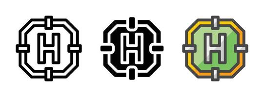 Multipurpose Helipad Vector Icon in Outline, Glyph, Filled Outline Style