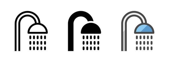 Multipurpose Shower Vector Icon in Outline, Glyph, Filled Outline Style