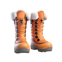 AI generated 3d rendering orange snow boots png