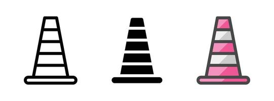 Multipurpose Traffic Cone Vector Icon in Outline, Glyph, Filled Outline Style