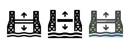 Multipurpose Lift Bridge Vector Icon in Outline, Glyph, Filled Outline Style