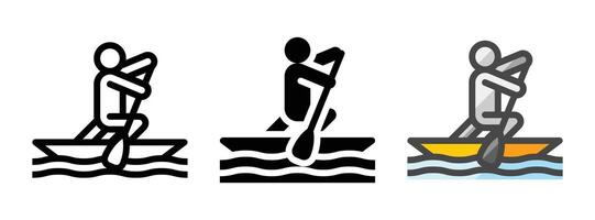 Multipurpose Canoe Vector Icon in Outline, Glyph, Filled Outline Style