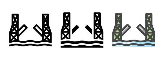 Multipurpose Retractable Bridge Vector Icon in Outline, Glyph, Filled Outline Style