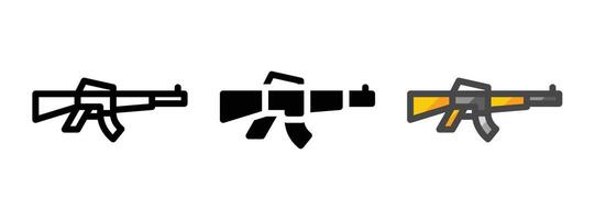 Multipurpose Gun Vector Icon in Outline, Glyph, Filled Outline Style