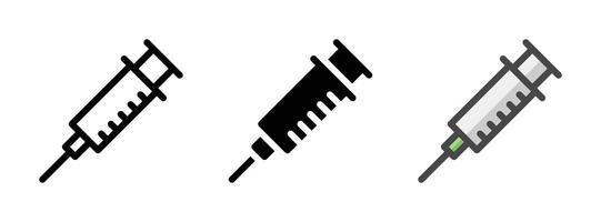 Multipurpose Syringe Vector Icon in Outline, Glyph, Filled Outline Style