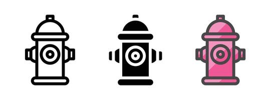 Multipurpose Fire Hydrant Vector Icon in Outline, Glyph, Filled Outline Style