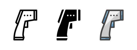 Multipurpose Thermometer Gun Vector Icon in Outline, Glyph, Filled Outline Style