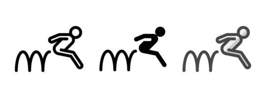 Multipurpose Triple Jump Vector Icon in Outline, Glyph, Filled Outline Style