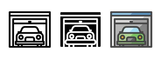 Multipurpose Garage Vector Icon in Outline, Glyph, Filled Outline Style