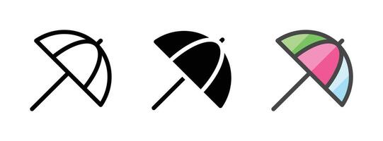 de múltiples fines paraguas vector icono en describir, glifo, lleno contorno estilo
