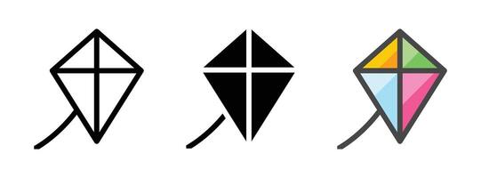 Multipurpose Kite Vector Icon in Outline, Glyph, Filled Outline Style