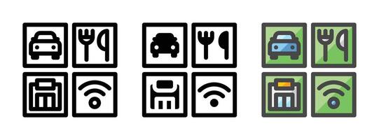 Multipurpose Rest Area Vector Icon in Outline, Glyph, Filled Outline Style