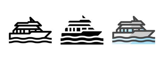 Multipurpose Ship Vector Icon in Outline, Glyph, Filled Outline Style