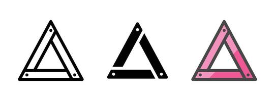 Multipurpose Warning Triangle Vector Icon in Outline, Glyph, Filled Outline Style