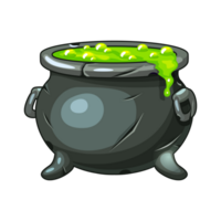 sorcière chaudron avec bouillonnant vert liquide png