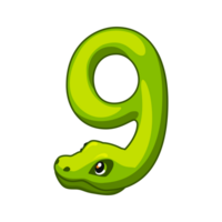serpente Fonte. dígito 9. desenho animado nove número. png