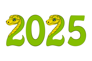 The 2025 year of the snake. Cartoon number 2025. png