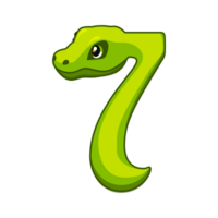 Snake font. Digit 7. Cartoon Seven number. png